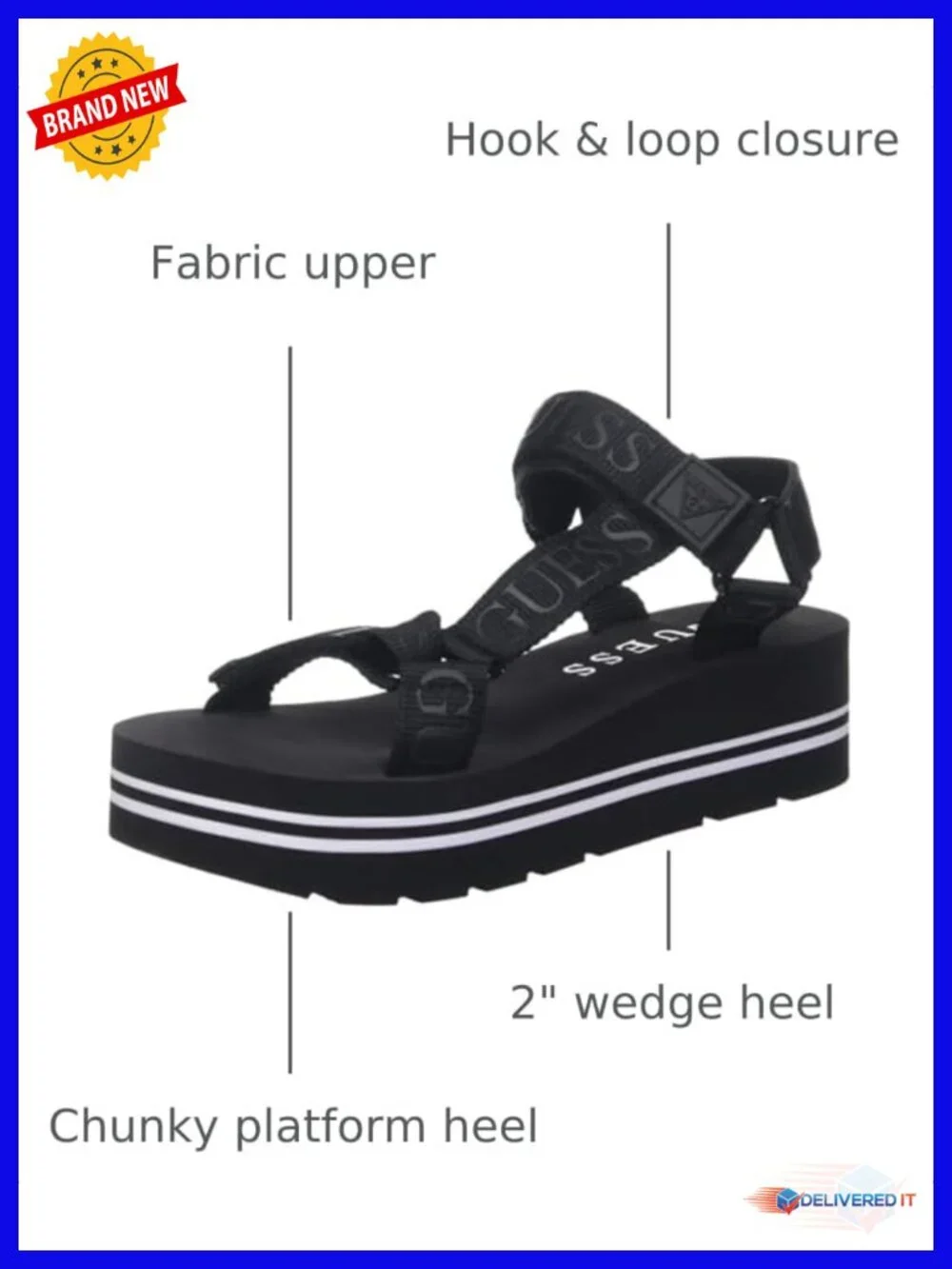 Wedge Sandal with Hook and Loop Closure